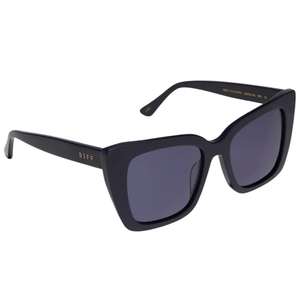 DIFF Lizzy Sunglasses Royal Black Frame Midnight Lens Sunglasses NWT